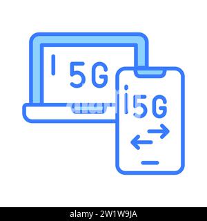 Icône de réseau 5G magnifiquement conçue dans un style à la mode, vecteur de technologie 5G. Illustration de Vecteur