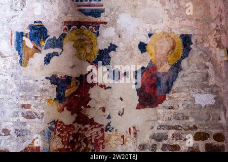 Peintures à l'intérieur de la Cattolica di Stilo, une église byzantine dans la commune de Stilo. Banque D'Images