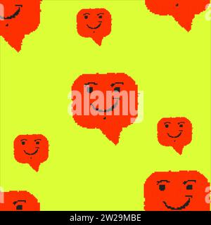 ballons d'art pixel de motif sans couture fond vert souriant Illustration de Vecteur