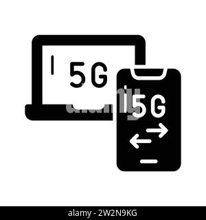 Icône de réseau 5G magnifiquement conçue dans un style à la mode, vecteur de technologie 5G. Illustration de Vecteur