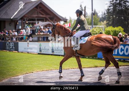 Jaydan Stettner, du Canada, participe au Canadian Premier Horse Show 2023 au Thunderbird Show Park à Langley, au Canada. Banque D'Images