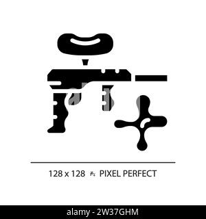 Icône de paintball de style glyphe simple parfait 2D pixel Illustration de Vecteur