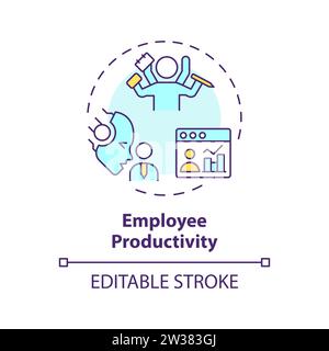 Ligne fine concept d'icône de productivité des employés simple et colorée Illustration de Vecteur