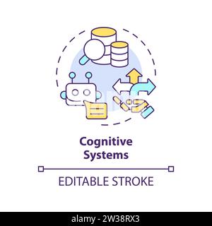 Concept d'icône de systèmes cognitifs colorés simple de ligne mince Illustration de Vecteur