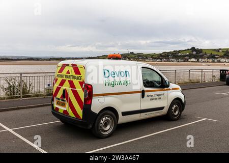 Devon Highways, Devon Highways van, van de travaux, van blanc, van blanc, Devon, autoroutes, fourgon d'autoroute, fourgon d'entretien d'autoroute, entretien d'autoroute Banque D'Images