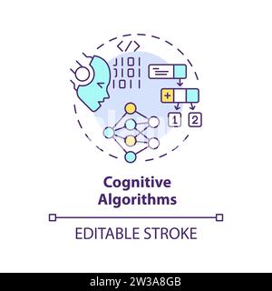 Concept d'icône d'algorithmes cognitifs colorés simples de ligne mince Illustration de Vecteur