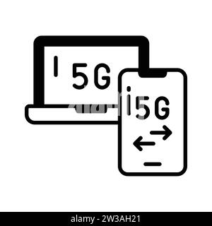 Icône de réseau 5G magnifiquement conçue dans un style à la mode, vecteur de technologie 5G. Illustration de Vecteur