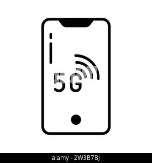 Une icône de smartphone avec la technologie de réseau 5G dans un style tendance, prêt à utiliser vecteur Illustration de Vecteur