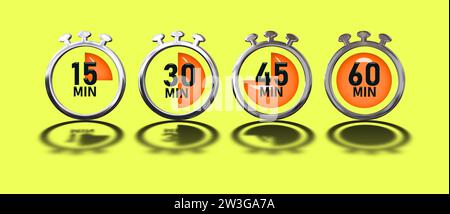 Icône de minuterie définie. Chronomètre orange Banque D'Images