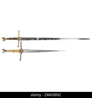 Épée de Durza (Robert Carlyle) Hero Sword du film Eragon, 2006 et Oakeshott type Writhen Hilted Sword de 1480 Banque D'Images