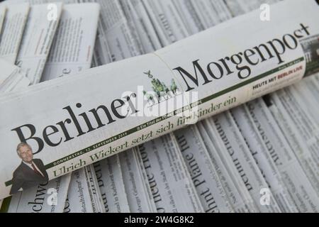 Zeitungsstapel, Tageszeitung "Berliner Morgenpost" Banque D'Images