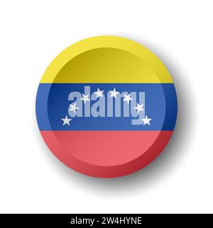 Drapeau du Venezuela - bouton cercle 3D avec ombre portée. Icône Vector. Illustration de Vecteur