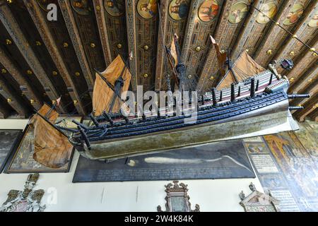 Schiffsmodell, Obere Rathaushalle, Altes Rathaus, Marktplatz, Bremen, Allemagne Banque D'Images