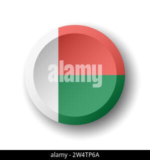 Drapeau Madagascar - bouton cercle 3D avec ombre portée. Icône Vector. Illustration de Vecteur