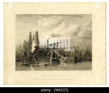 Tirage intitulé « ballast Dredger off the Tower », 1827, Grande-Bretagne Banque D'Images