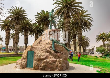 Swakopmund, Namibie - 28 septembre 2023 : un monument aux membres du premier corps d'expédition des Marines allemands tués pendant la guerre Herero de 1904-1905. Banque D'Images