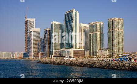 Marina et port de Dubaï, Skyline Architecture et Marina, Émirats arabes Unis, Asie Banque D'Images