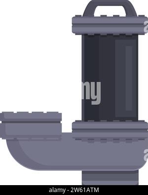 Vecteur de dessin animé d'icône de pompe submersible en acier. Système agricole. Soupape de compresseur Illustration de Vecteur