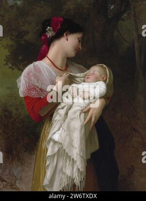 Guillaume-Adolphe Bouguereau (1825-1905) - admiration maternelle (1869). Banque D'Images