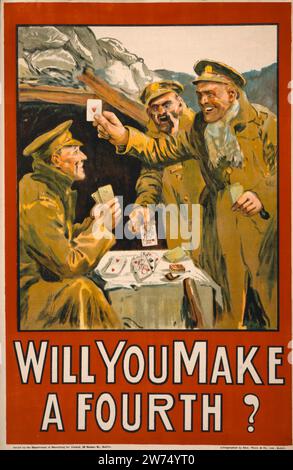 Affiche de recrutement irlandais de la première Guerre mondiale, publiée par le Department of Recruiting for Ireland, Dublin 1915. Banque D'Images