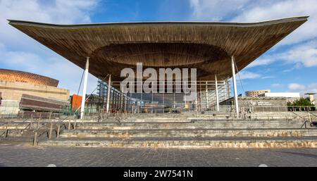 Assemblée nationale du pays de Galles. La baie Senedd Cardiff. Banque D'Images