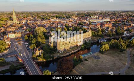 Vue aérienne du Newark on Trent. Banque D'Images