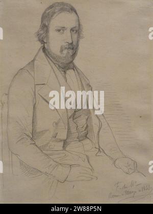 Joaquín Espalter Rull (1809-1880). Peintre espagnol. Le peintre Joaquín Espalter. Portrait de Federico de Madrazo y Kuntz (1815-1894), 1841. Crayon sur papier, 260 x 190 mm. Musée du Prado. Madrid. Espagne. Banque D'Images