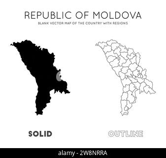 Carte Moldova. Carte vectorielle vierge du pays avec les régions. Frontières de la Moldavie pour votre infographie. Illustration vectorielle. Illustration de Vecteur