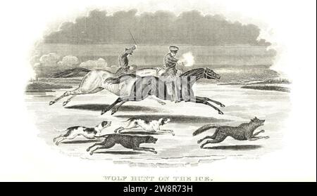 Wolf Hunt on the Ice par E W Clay. Banque D'Images