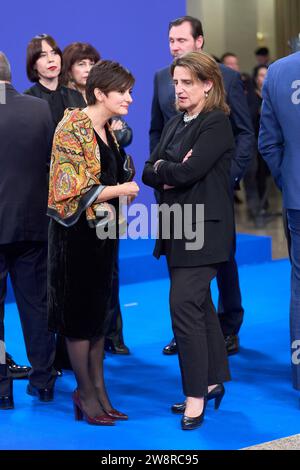 Madrid, Madrid, Espagne. 21 décembre 2023. Isabel Rodriguez, Teresa Ribera, vice-présidente et ministre de l'Environnement assistent au concert de clôture de la présidence espagnole du Conseil de l'Union européenne à l'Auditorium national le 21 décembre 2023 à Madrid, Espagne (crédit image : © Jack Abuin/ZUMA Press Wire) À USAGE ÉDITORIAL UNIQUEMENT! Non destiné à UN USAGE commercial ! Banque D'Images