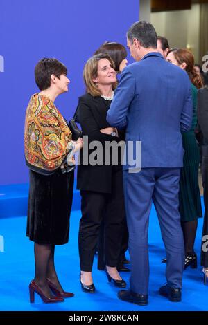 Madrid, Madrid, Espagne. 21 décembre 2023. Pedro Sanchez, Premier ministre, Isabel Rodriguez, Teresa Ribera, vice-présidente et ministre de l'Environnement assistent au concert de clôture de la présidence espagnole du Conseil de l'Union européenne à l'Auditorium national le 21 décembre 2023 à Madrid, Espagne (crédit image : © Jack Abuin/ZUMA Press Wire) POUR USAGE ÉDITORIAL UNIQUEMENT! Non destiné à UN USAGE commercial ! Banque D'Images