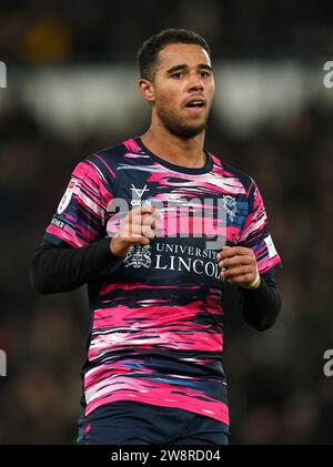 Ethan Erhahon de Lincoln City lors du match Sky Bet League One au Pride Park, Derby. Date de la photo : jeudi 21 décembre 2023. Banque D'Images