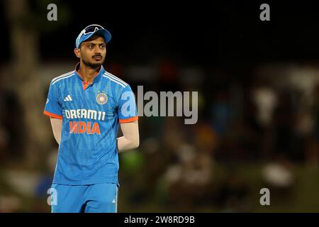 PAARL, AFRIQUE DU SUD - 21 DÉCEMBRE : Axar Patel de l'Inde lors du 3e One Day International Match entre l'Afrique du Sud et l'Inde au Boland Park le 21 décembre 2023 à Paarl, Afrique du Sud. Photo de Shaun Roy/Alamy Live News Banque D'Images