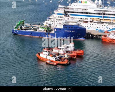 Remorqueurs Falmouth Cornwall drone, aérien Banque D'Images