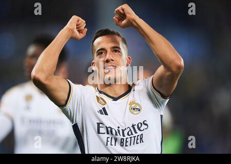 Alava, Espagne. 21 décembre 2023. Lucas Vazquez du Real Madrid CF réagit lors du match de LaLiga EA Sports entre le Deportivo Alaves et le Real Madrid CF au stade Mendizorrotza. Vitoria-Gasteiz, Alava, Espagne. 21 décembre 2023. Banque D'Images