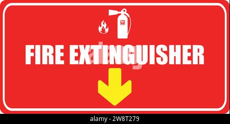 Icône d'indication d'incendie | Direction de l'extincteur acceptable | panneau extincteur | incendie et sécurité Illustration de Vecteur