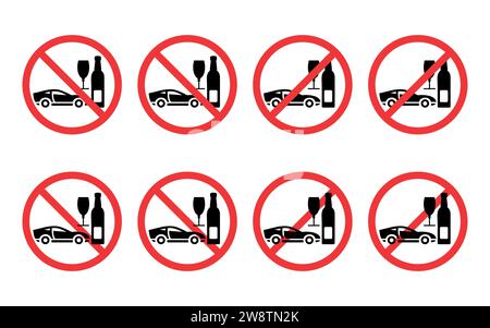 Ne pas boire et conduire signe, vecteur de symbole de prohibition. Illustration de Vecteur