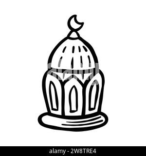 Lanterne suspendue Ramadan Kareem, icônes de ligne de lampe. Élément de design arabe. Décoration Islam. Guirlande de voeux. Fête musulmane. Illustration vectorielle. Illustration de Vecteur