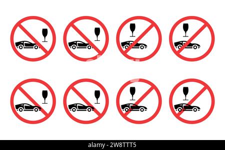 Ne pas boire et conduire signe, vecteur de symbole de prohibition. Illustration de Vecteur