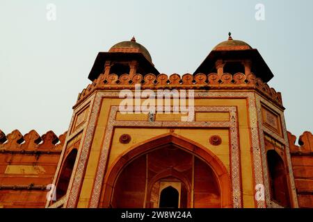 Vue partielle de King's Gate, Fatehpur Sikri, Uttar Pradesh, Inde Banque D'Images