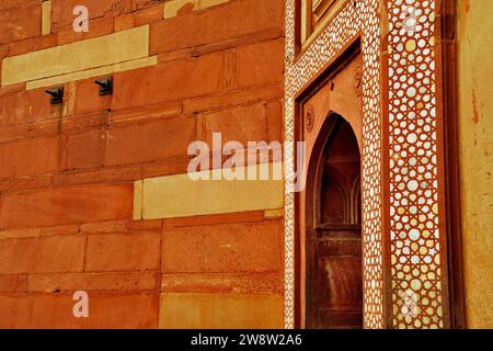 Vue partielle de King's Gate, Fatehpur Sikri, Uttar Pradesh, Inde Banque D'Images