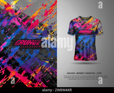 modèle de t-shirt pour sports extrêmes grunge fond maillot de course maillot de football design Illustration de Vecteur