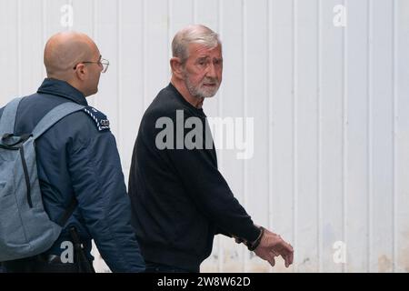 EXAMEN par l'Autorité palestinienne DE L'année 2023 photo du dossier datée du 21/03/23 - David Hunter, du Northumberland, arrivant à la Cour d'assises de Paphos à Chypre, où il est accusé du meurtre de sa femme en phase terminale, Janice Hunter, à Chypre. Le tribunal est appelé à se prononcer sur la question de savoir s ' il a eu droit à l ' assistance d ' un avocat ou de garder le silence avant que des déclarations ne lui soient recueillies lorsqu ' il a été arrêté parce qu ' il était soupçonné d ' avoir tué sa femme. Date de parution : Vendredi 22 décembre 2023. Banque D'Images