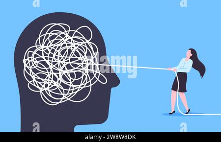 Démêlez le processus de chaos d'affaires avec enchevêtrement difficile problème désordre concept d'entreprise illustration vectorielle de conception de style plat. Chaos à l'ordre, complexe à s. Illustration de Vecteur