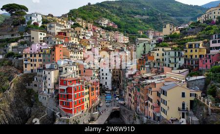 Drone photo Riomaggiore Cinque Terre Italie Europe Banque D'Images