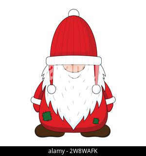 Mignon vecteur de Noël Gnome isolé sur fond blanc. Illustration de dessin animé GNOME. Illustration de Vecteur