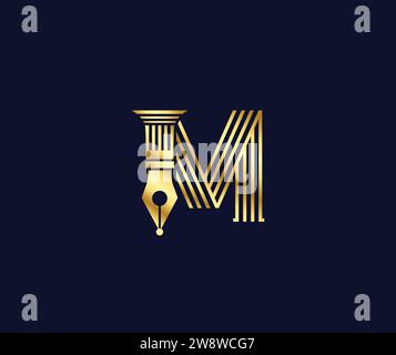 Logo d'avocat de lettre M avec la couleur d'or de conception créative Illustration de Vecteur