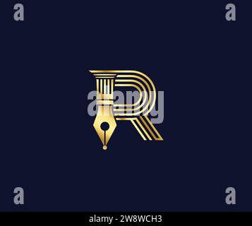 Logo d'avocat de lettre R avec la couleur d'or de conception créative Illustration de Vecteur