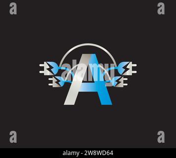Une lettre logo Electrical POWER Electronics ENERGY Lightning Design Illustration de Vecteur