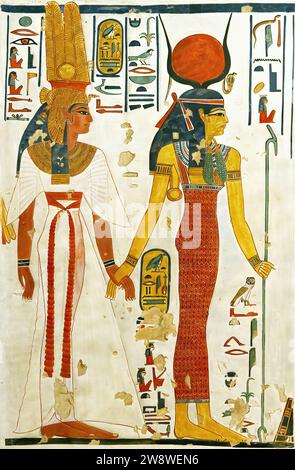 Reine Néfertari dirigé par Isis, Metropolitan Museum of Art, New York, copie de l'original. Banque D'Images